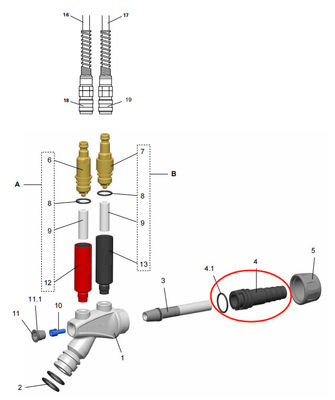 Подключение шланга D10-12 мм 1006531 для инжектора порошка IG06